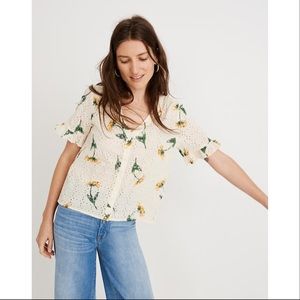 Madewell Village Ruffle Sleeve Eyelet Shirt Size M